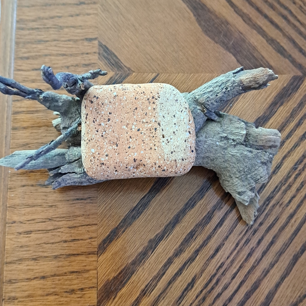 Decorative Driftwood with Stone Accent
